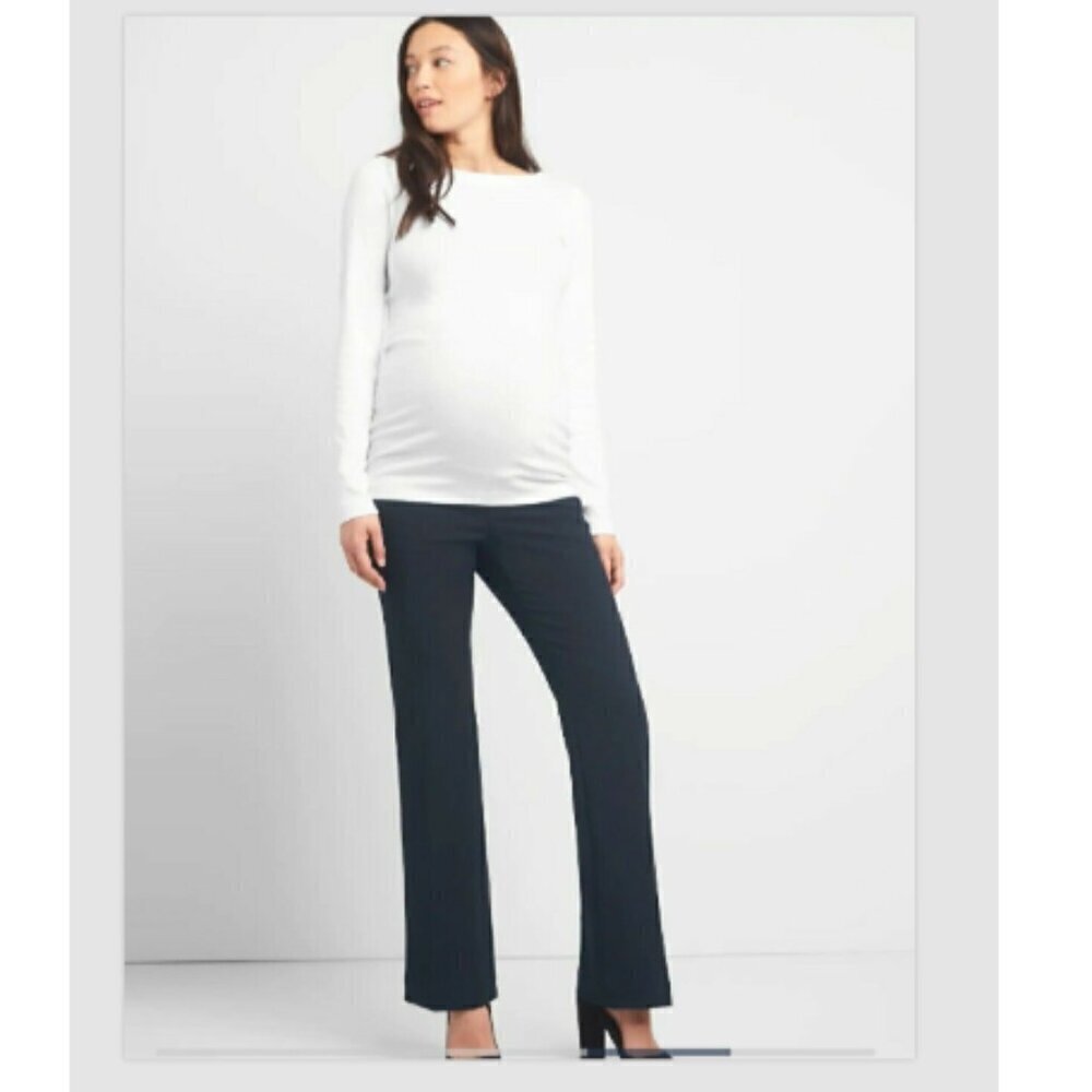 Gap Maternity Trouser Dress Pants Modern Bootcut Black Full Panel Size 2 RT$69